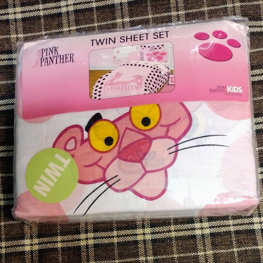 Pink Panther Twin Sheet Set - Pink and White
